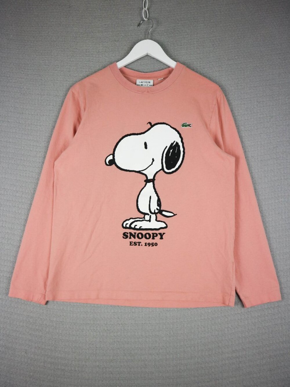 Lacoste x Peanuts Snoopy Collaboration Pink Longsleeve Cotton Shirt Mens Large